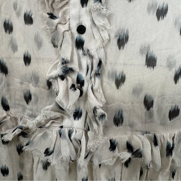 All Saints Deidre Ruffle Sheer Mini Dress Lightweight Print Fairy Ruffles Pink - Picture 8 of 16